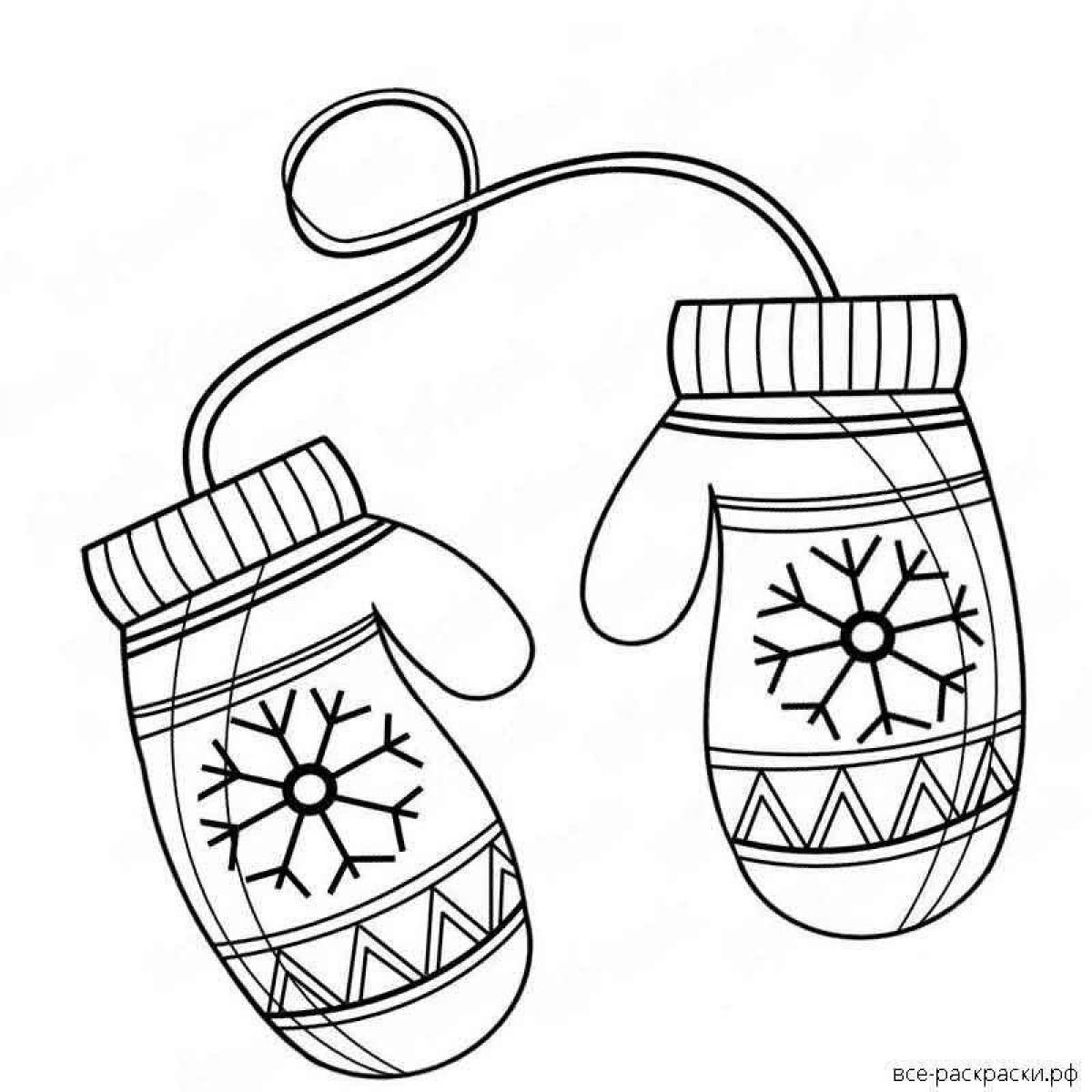 Cute mittens coloring page for 3-4 year olds