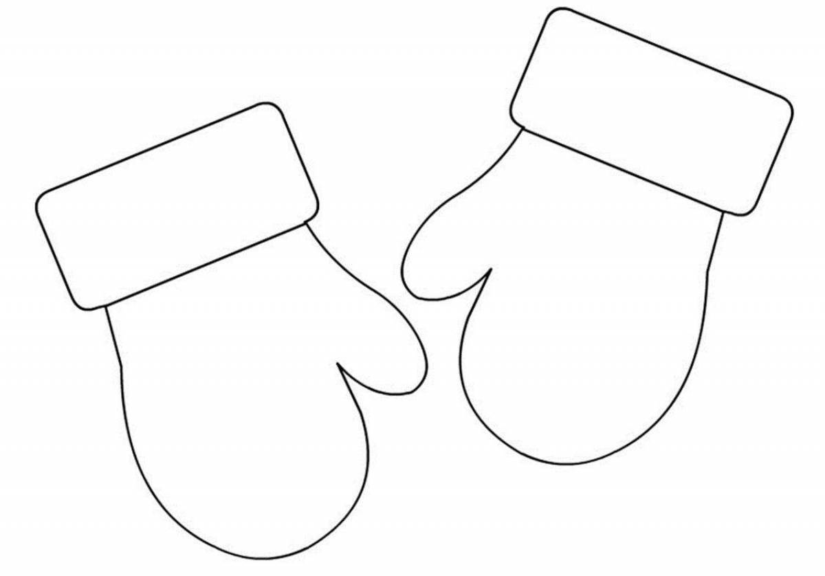 Coloring page dazzling mittens for children 3-4 years old