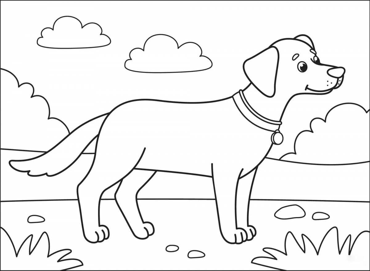 Fun coloring dog for children 3-4 years old