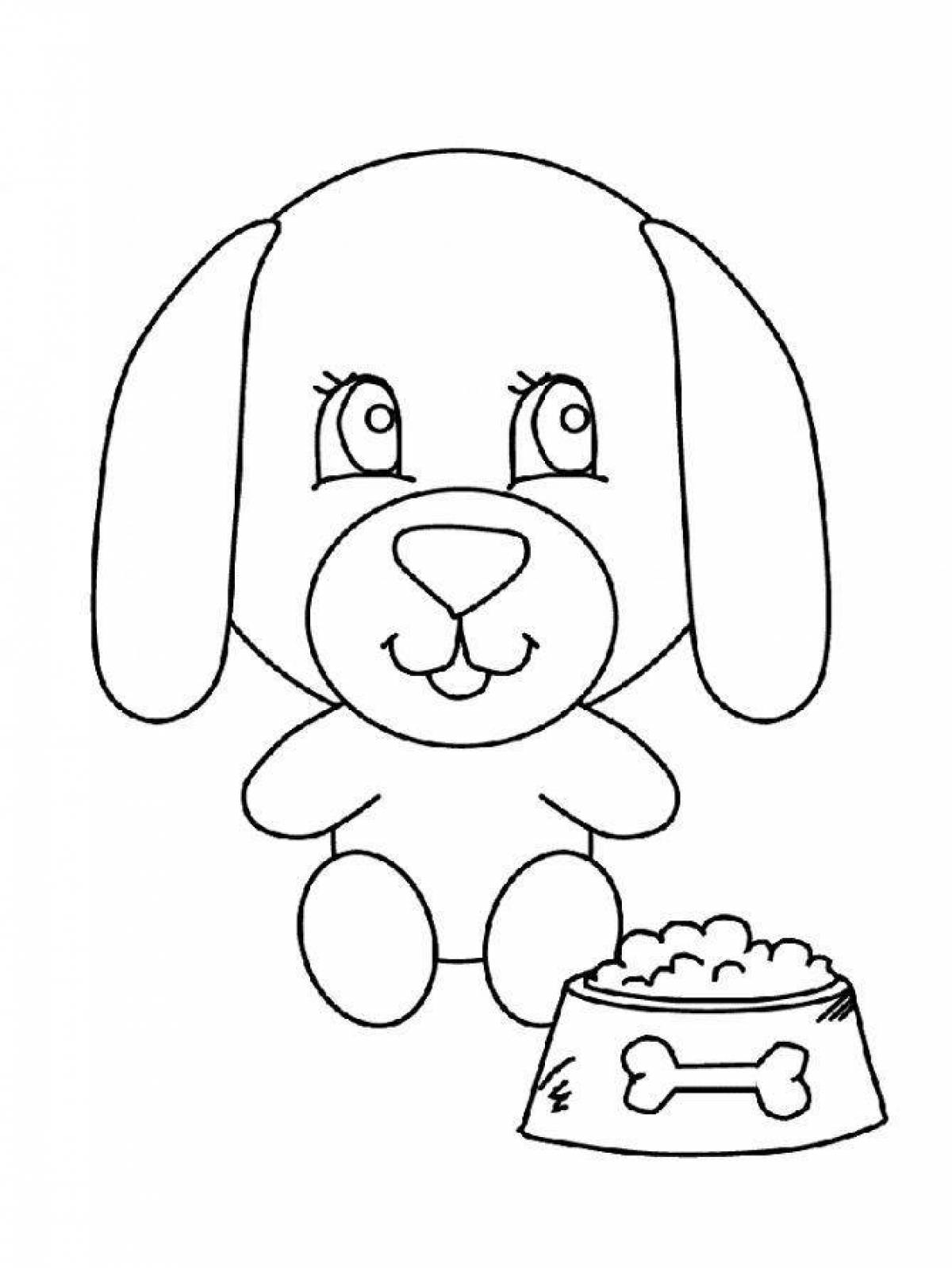 Friendly dog ​​coloring book for 3-4 year olds