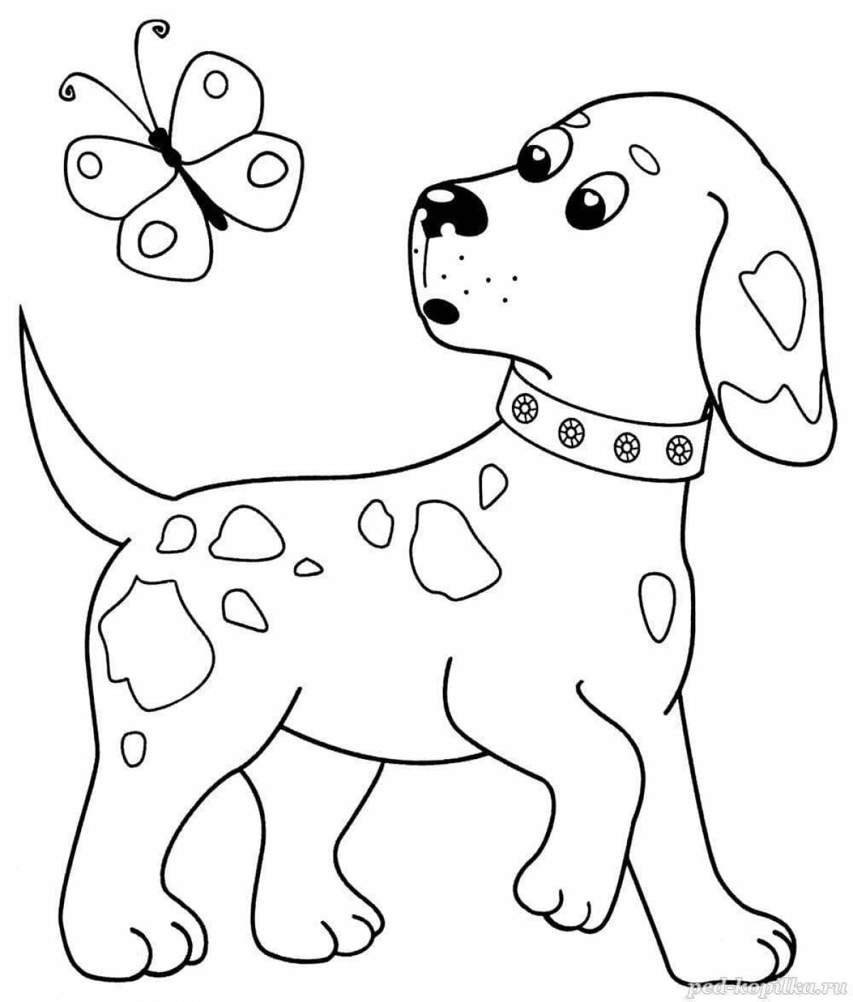 Живая раскраска собака для детей 3-4 лет