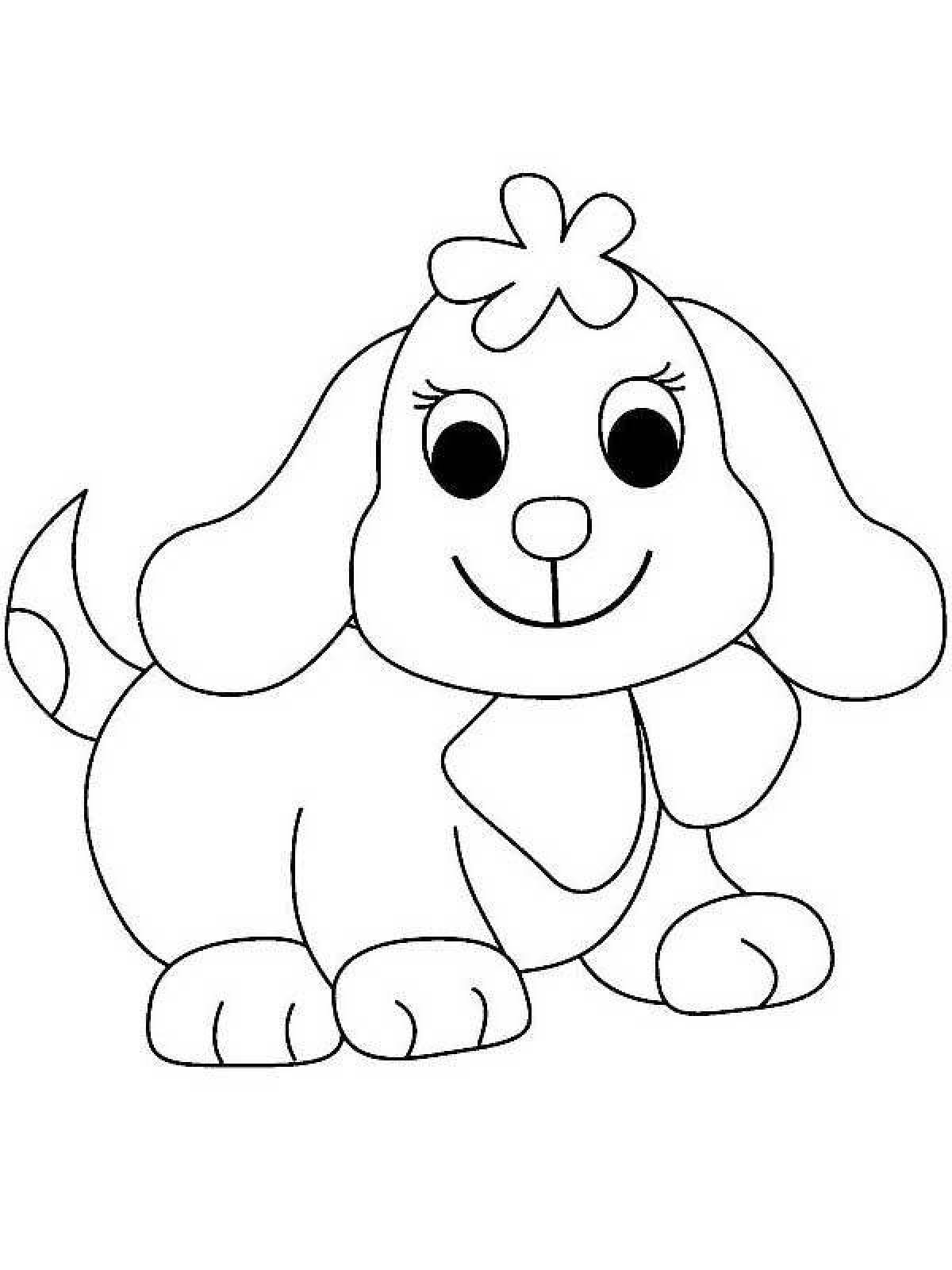 Красочная раскраска собака для детей 3-4 лет