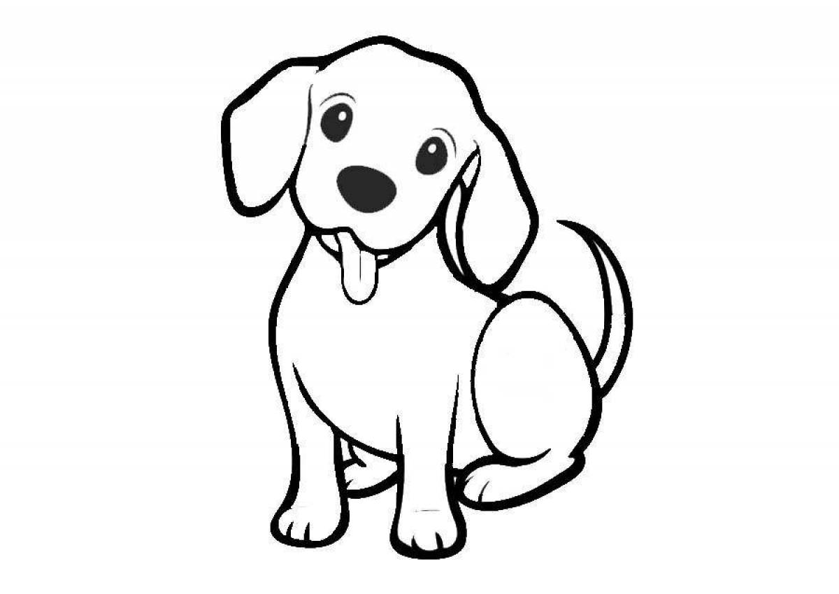 Wagging dog coloring page for 3-4 year olds