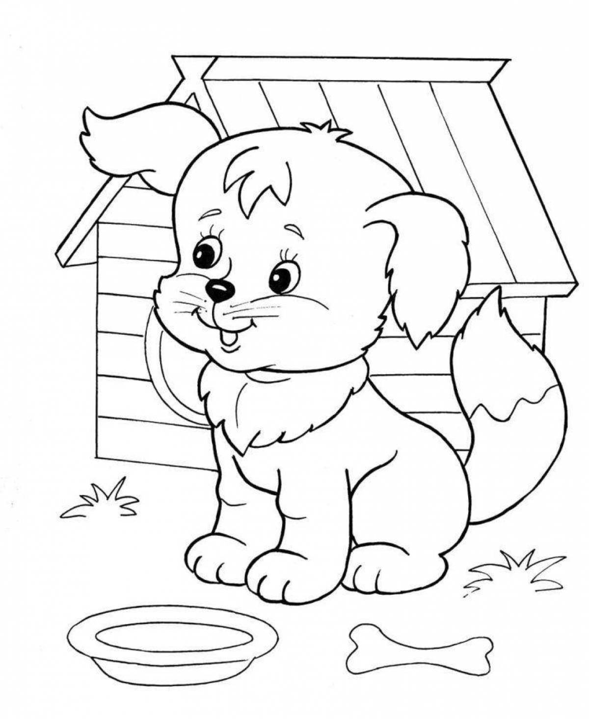Curious coloring dog for children 3-4 years old