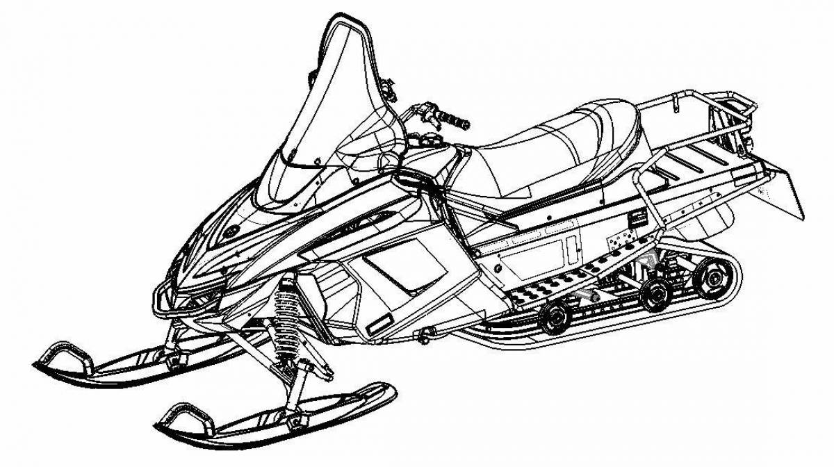 Majestic snowmobile coloring page