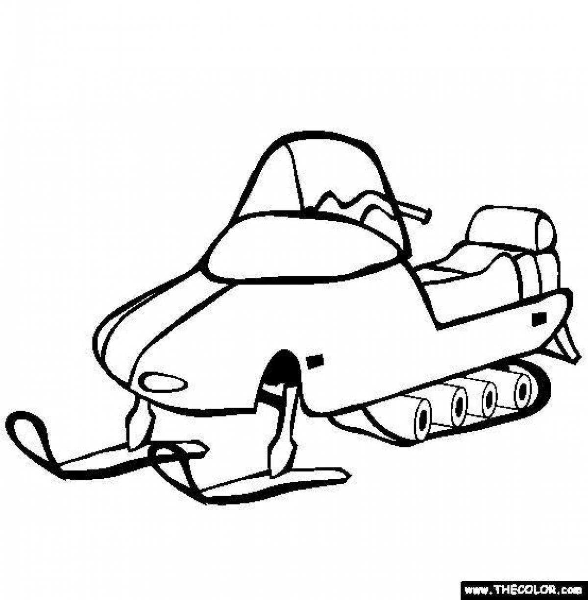 Shiny snowmobile coloring page