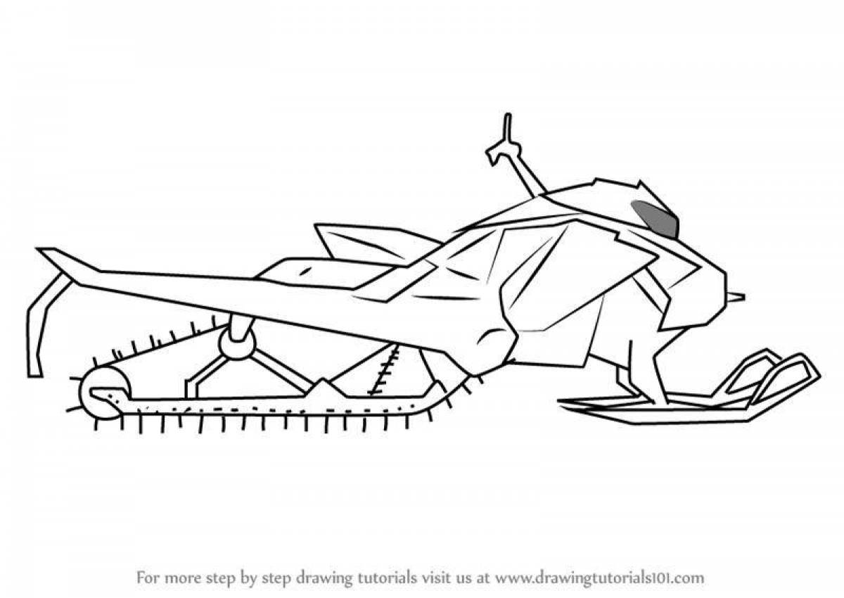 Amazing snowmobile coloring page