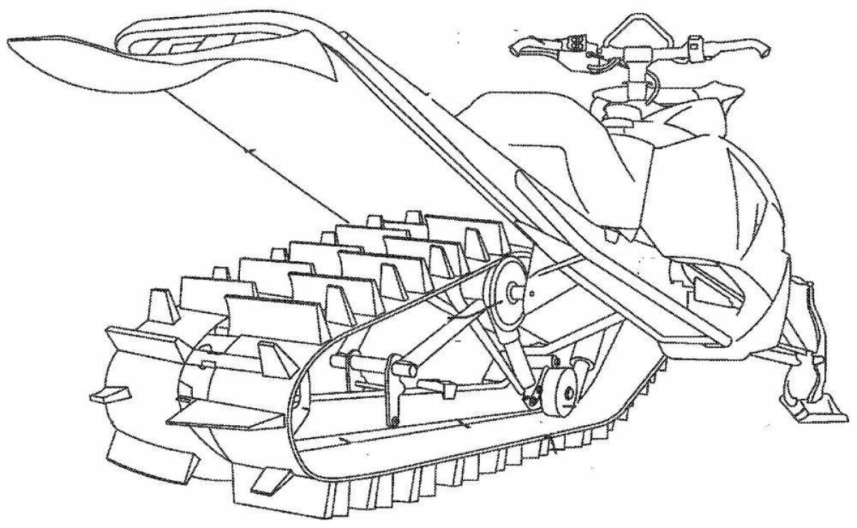Dazzling snowmobile coloring page
