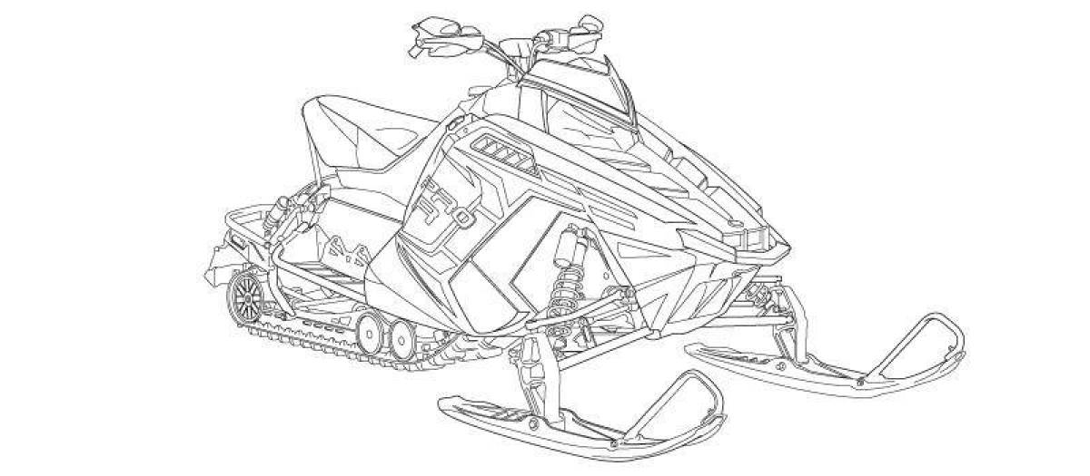 Elegant snowmobile coloring page