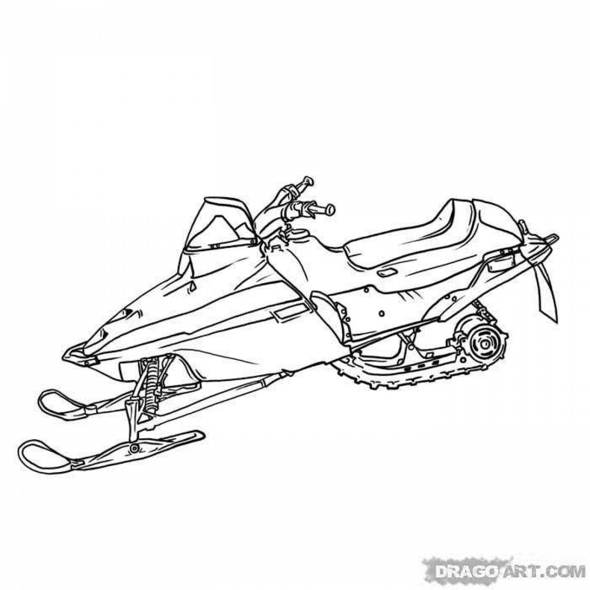 Adorable snowmobile coloring page