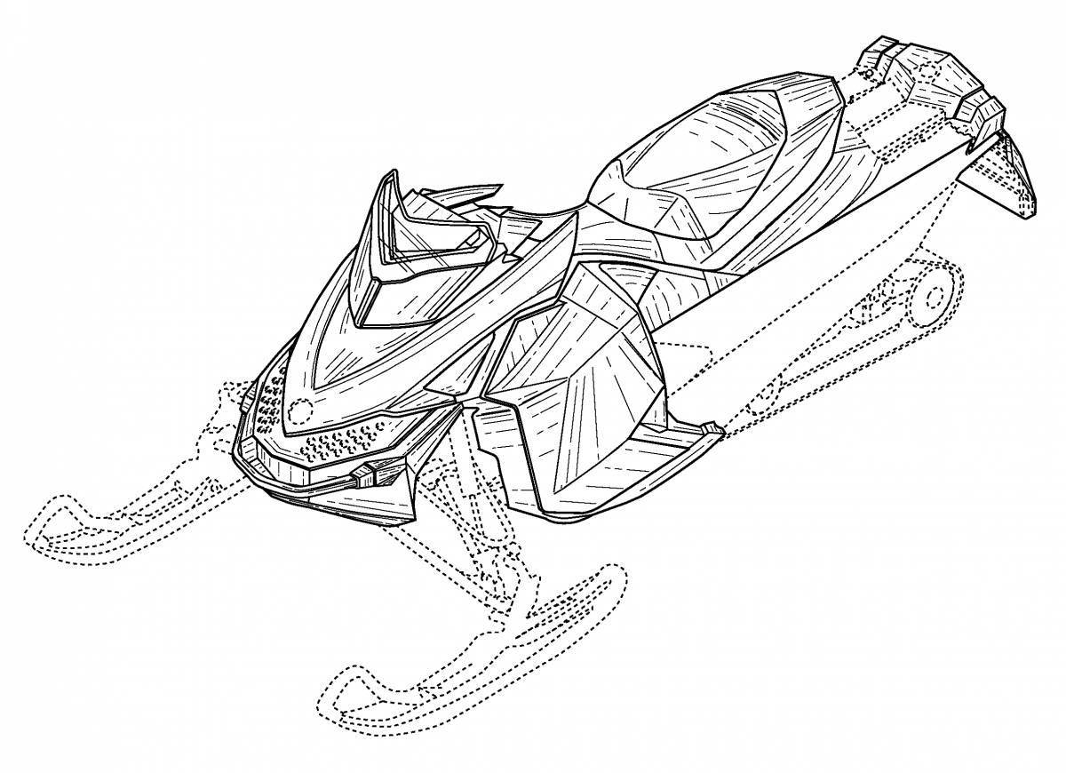 Beautiful snowmobile coloring page