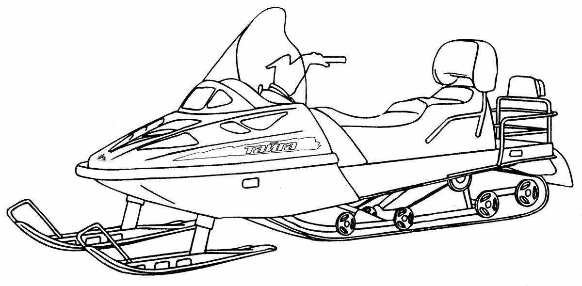 Amazing snowmobile coloring page