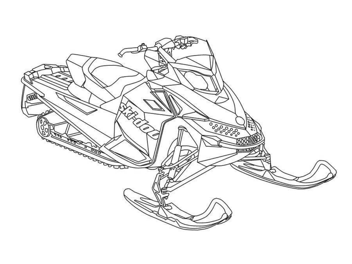 Beautiful snowmobile coloring page