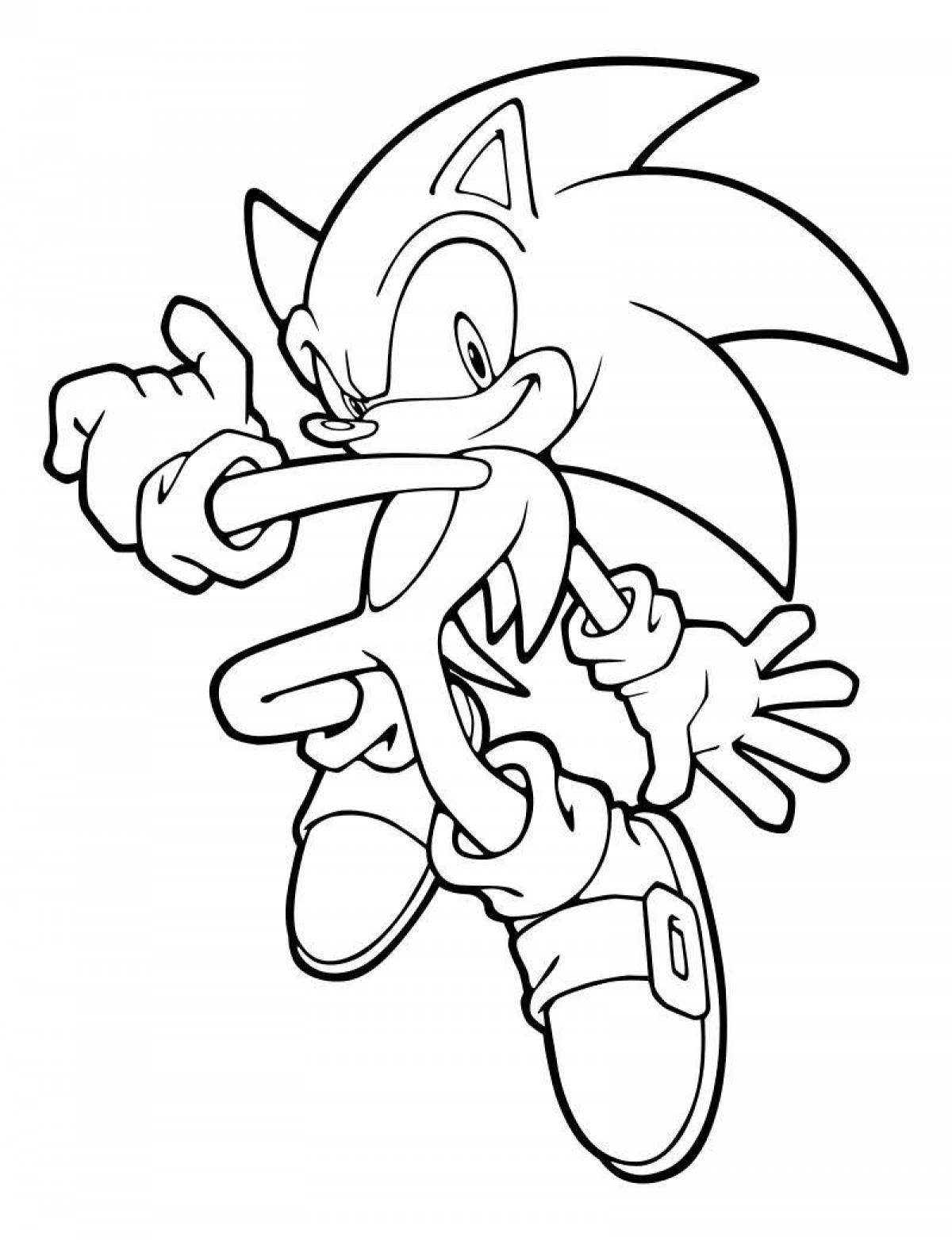 Glitter golden sonic coloring page