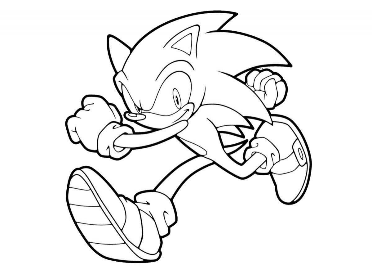 Glowing golden sonic coloring page