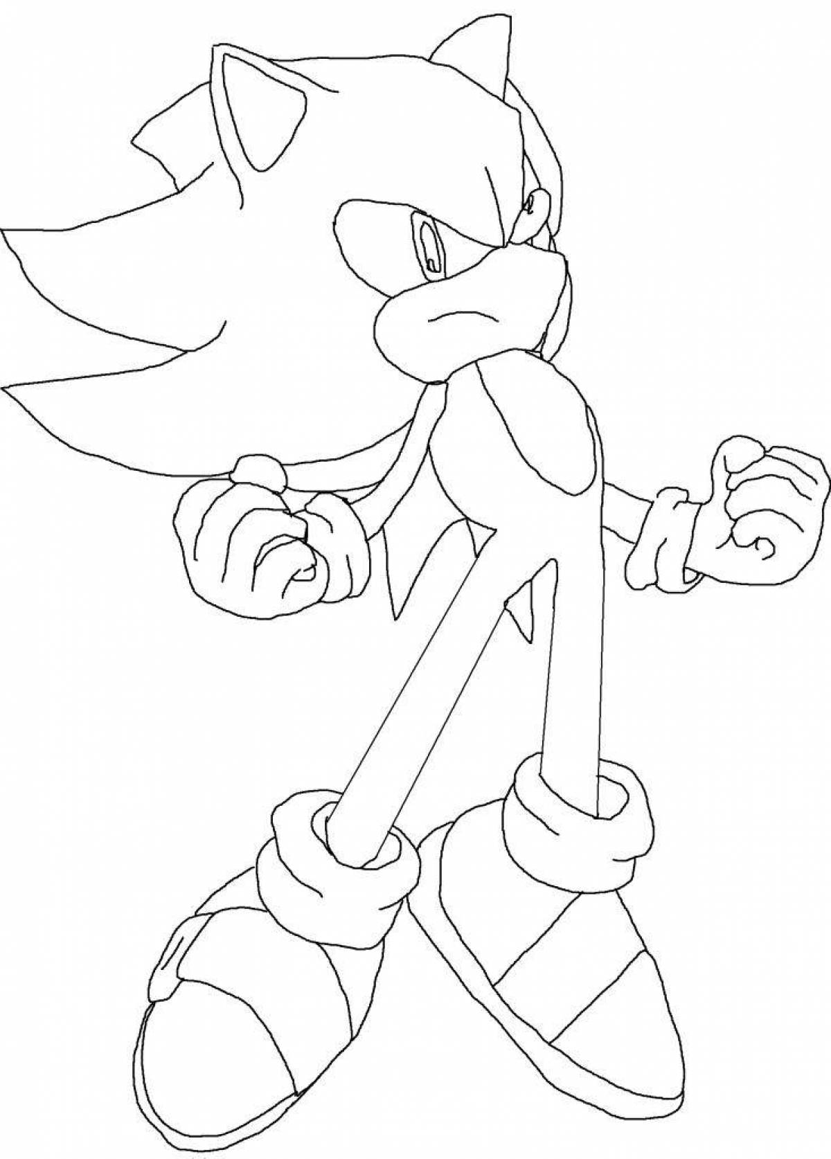 Glittering golden sonic coloring page