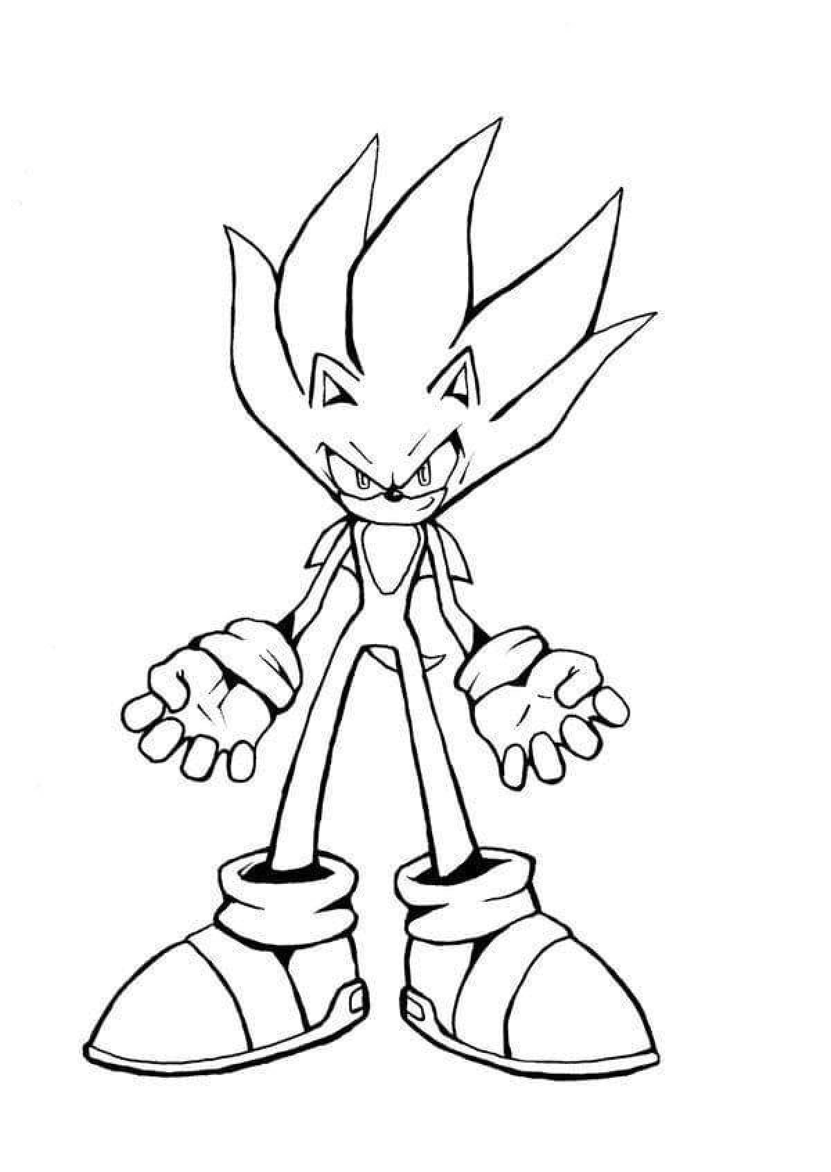 Dazzling golden sonic coloring page