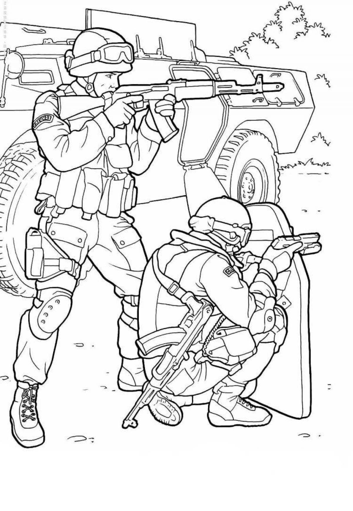 Coloring page with riot gas