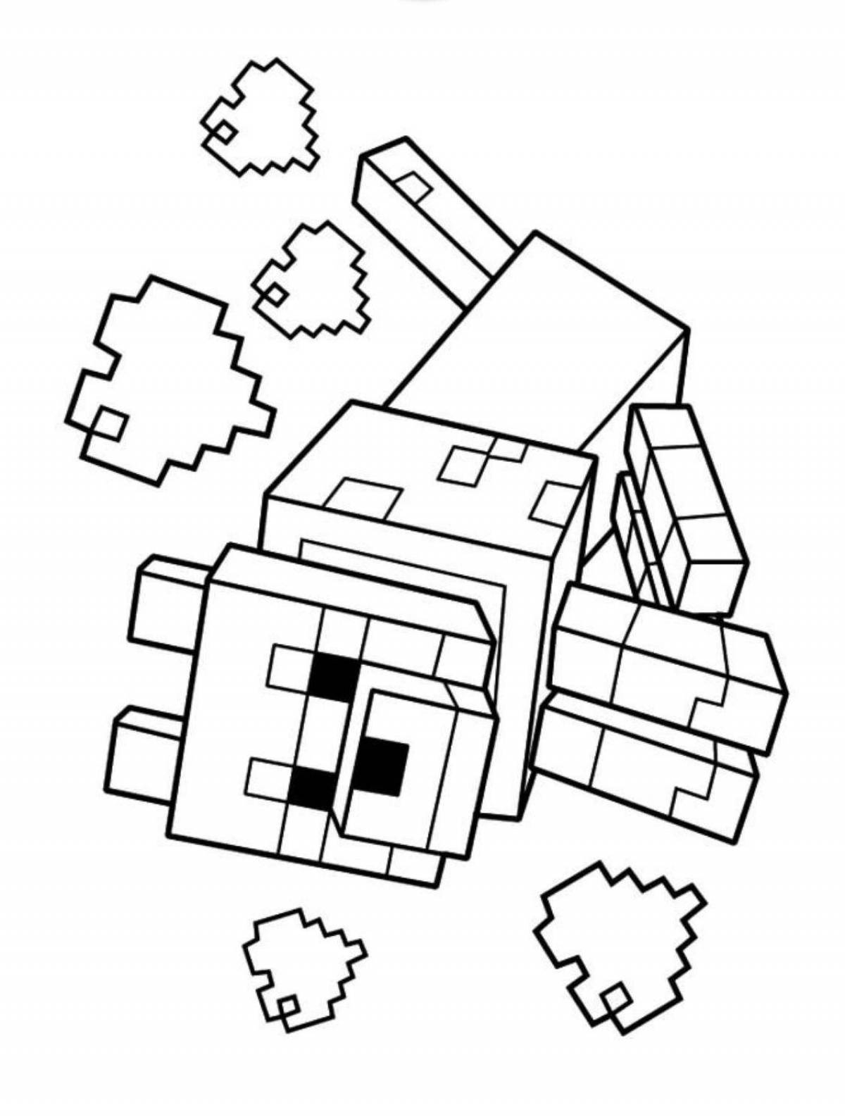 Playful minecraft dog coloring page