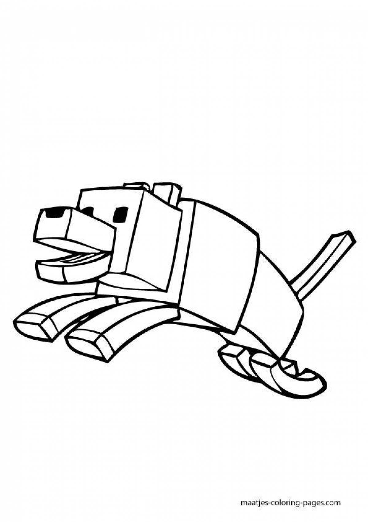 Adorable minecraft dog coloring page