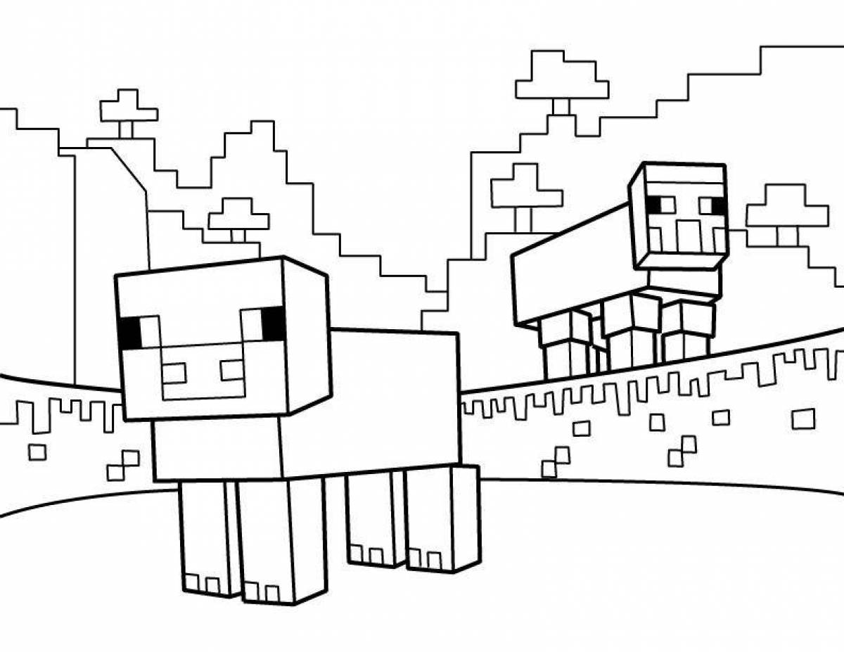 Cute minecraft dog coloring page