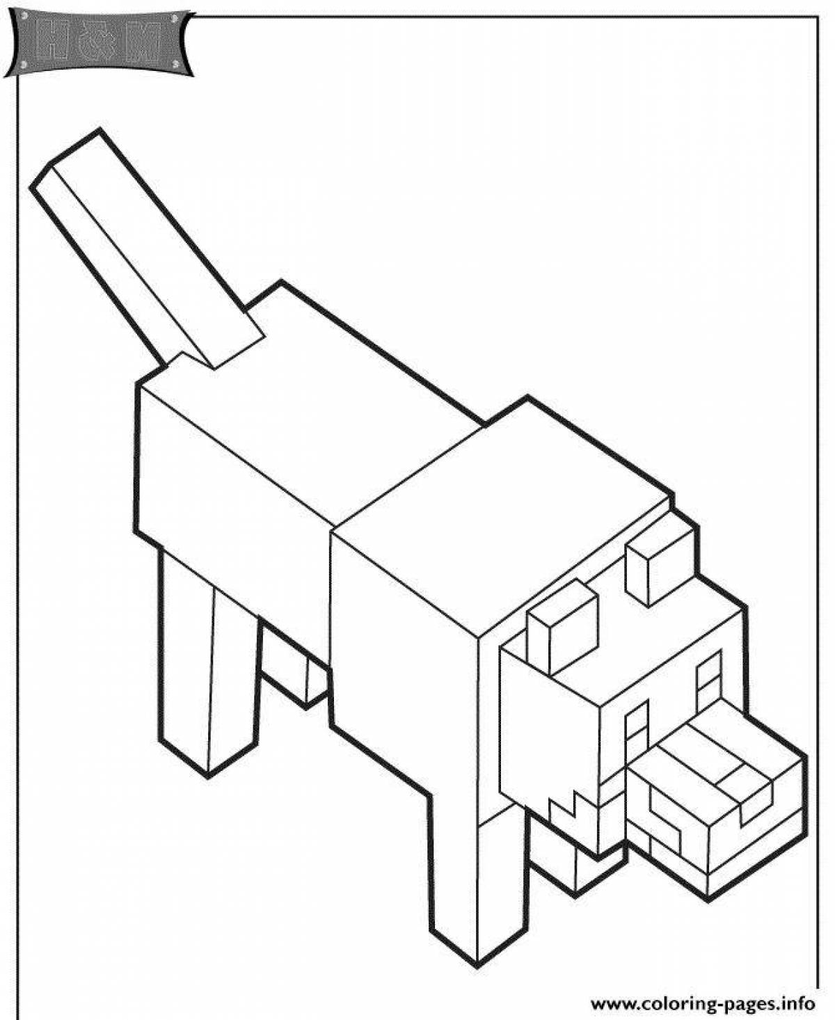 Magic minecraft dog coloring page