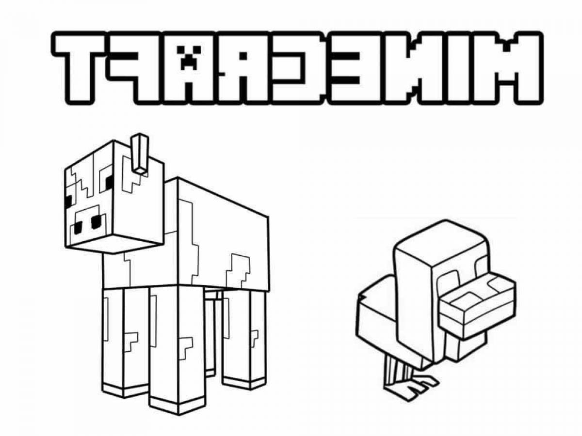 Creative minecraft dog coloring page