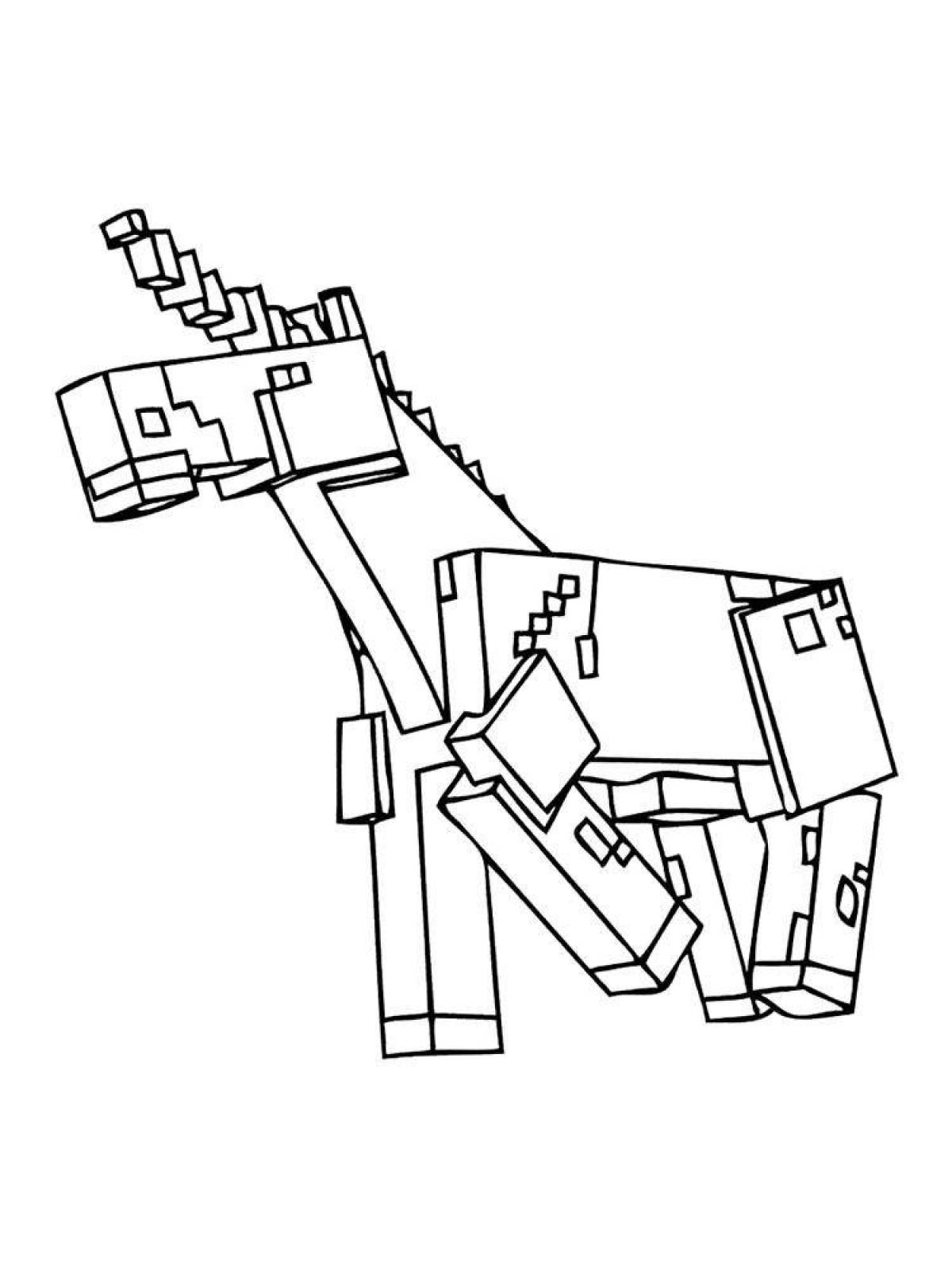 Intricate minecraft dog coloring page