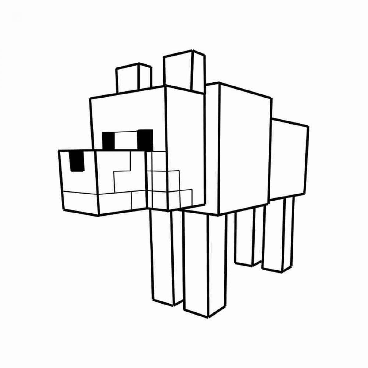 Поразительная страница раскраски собаки minecraft