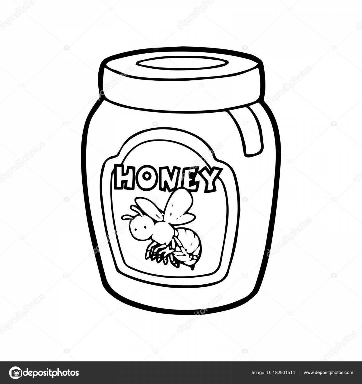 Расскраска баночка с мёдом для детей