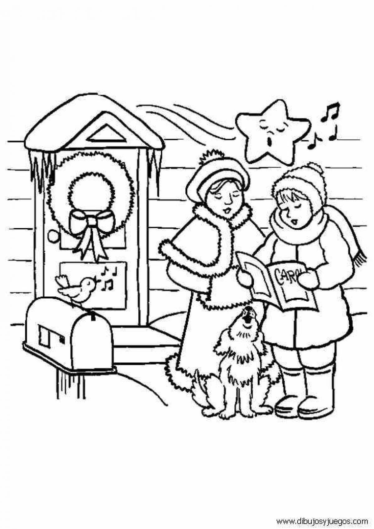 Glowing coloring carols for children