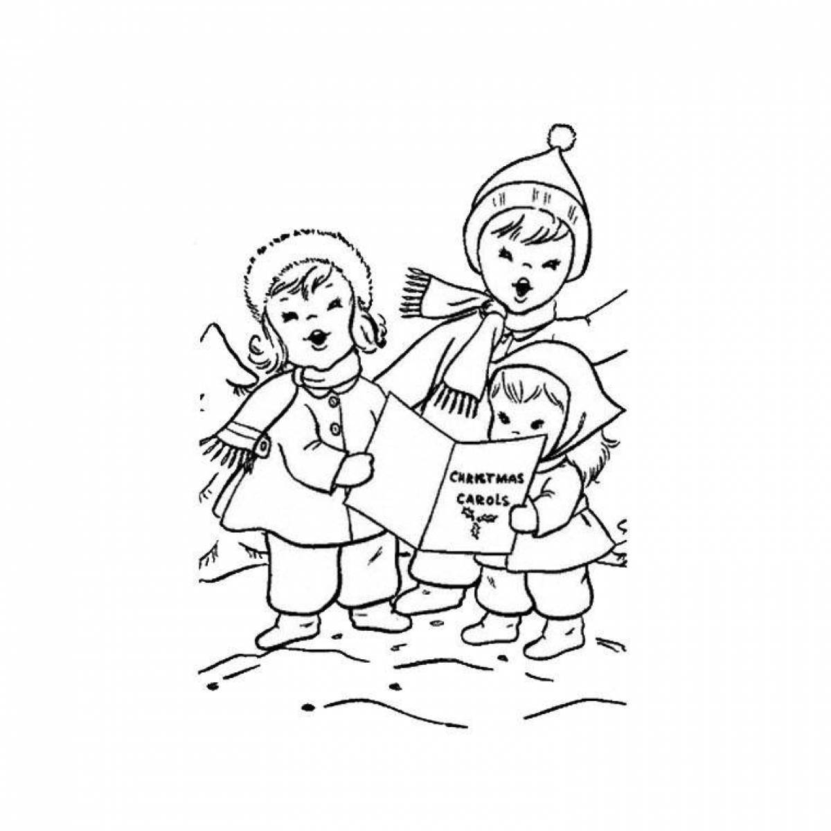 Glorious carol coloring pages for children