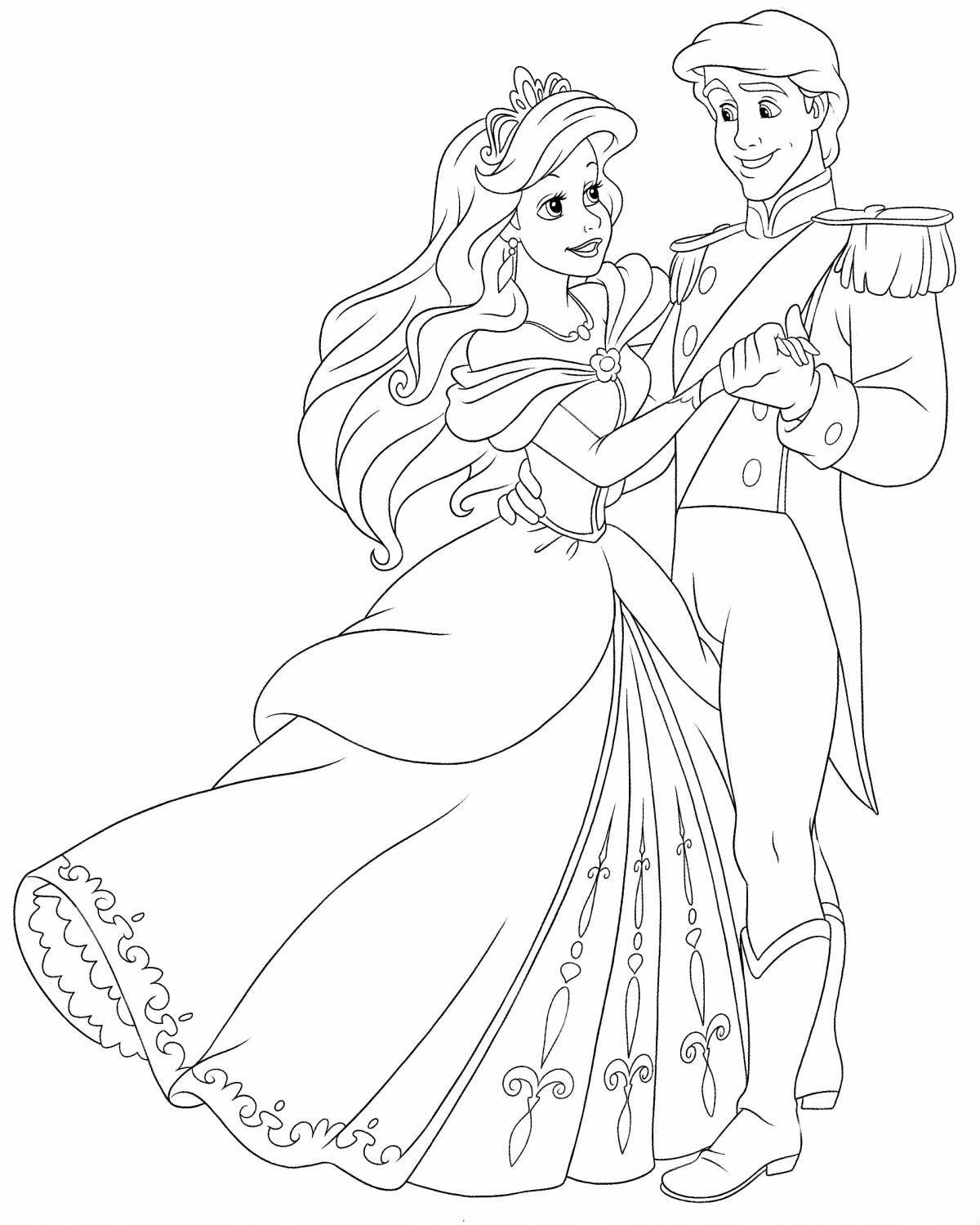 Prince Charming and Princess Coloring Page