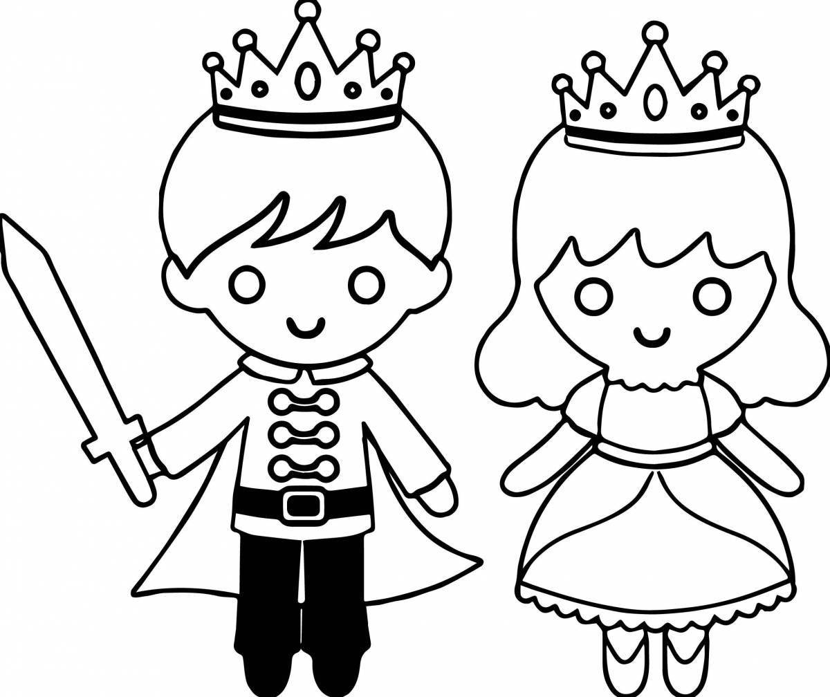 Coloring book royal prince and princess