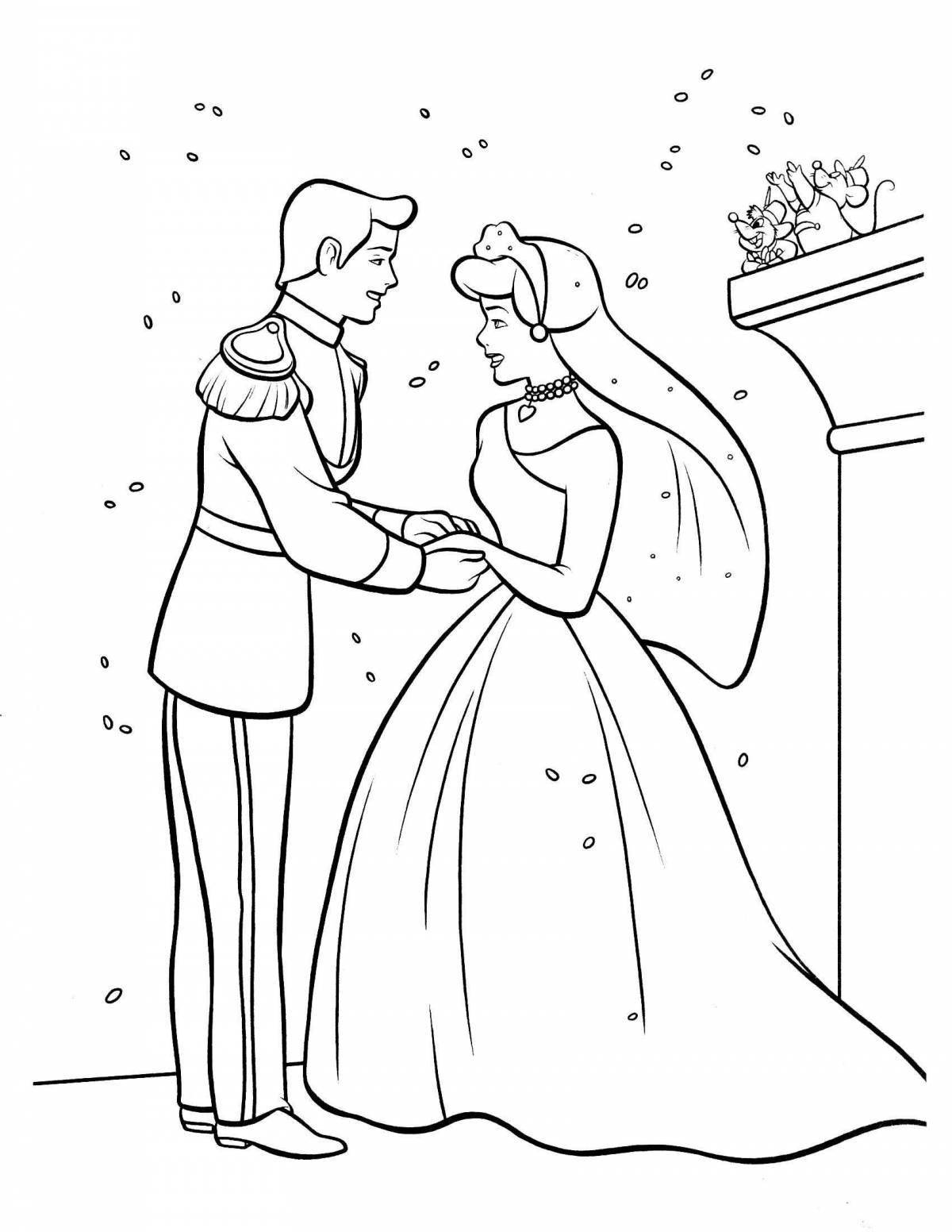 Coloring page gorgeous prince and princess