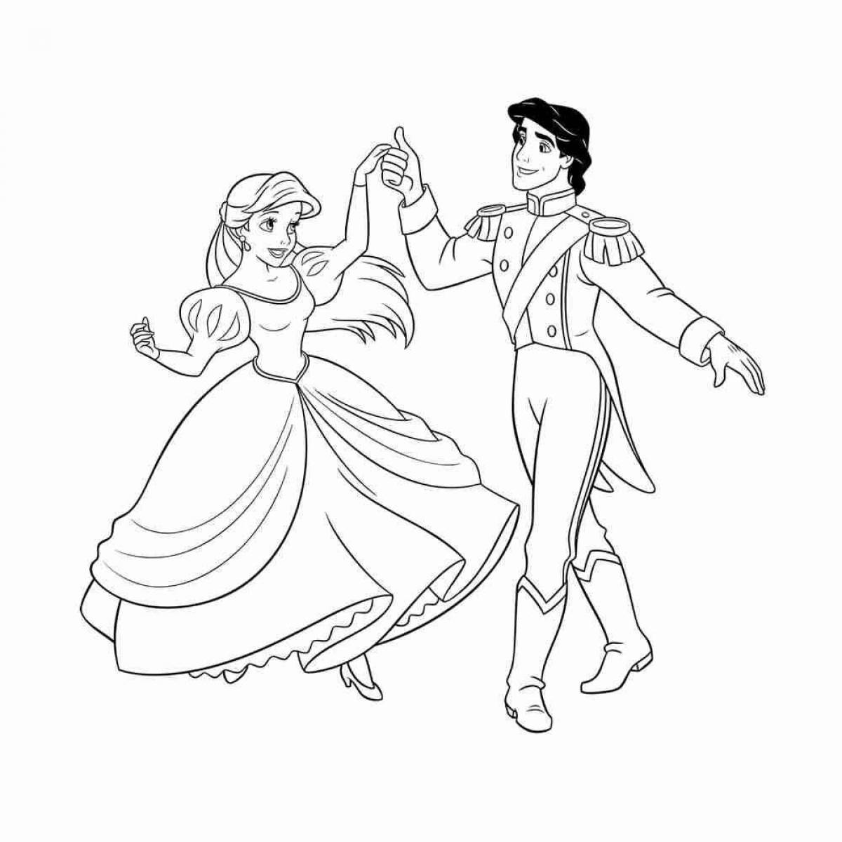 Vivid coloring pages of prince and princess