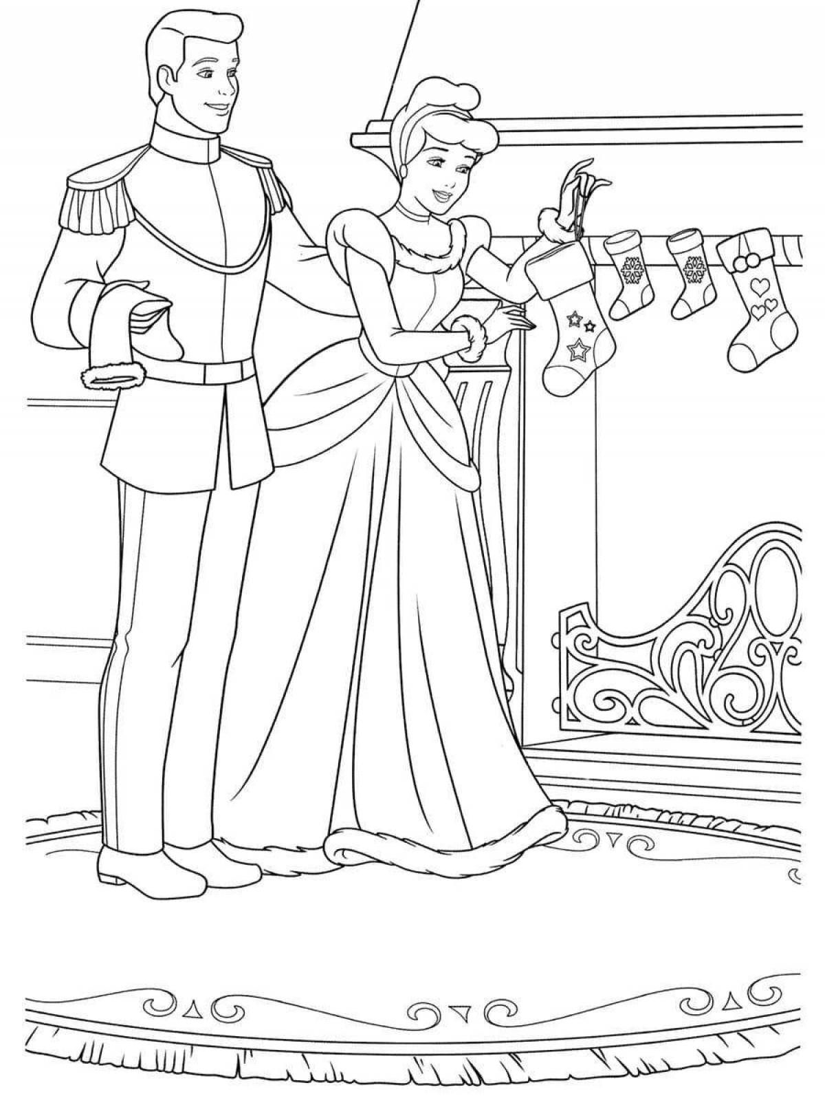 Joyful prince and princess coloring book