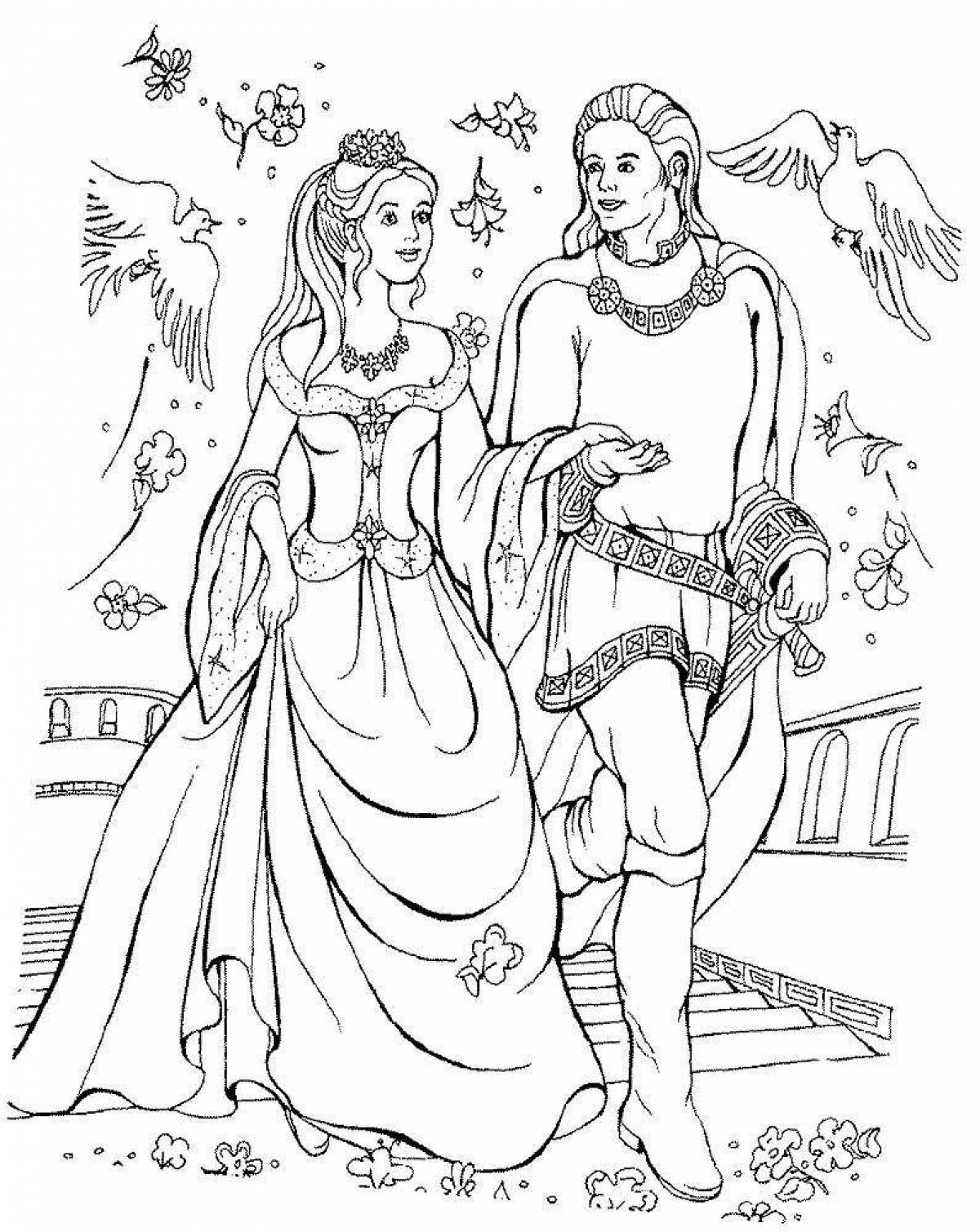Playful prince and princess coloring page