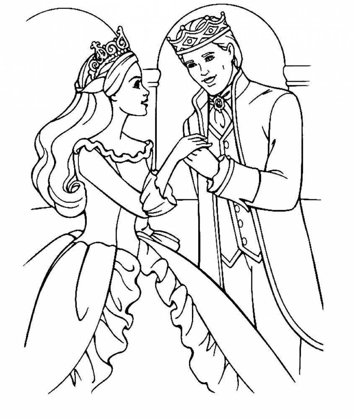 Prince Charming and Princess coloring book