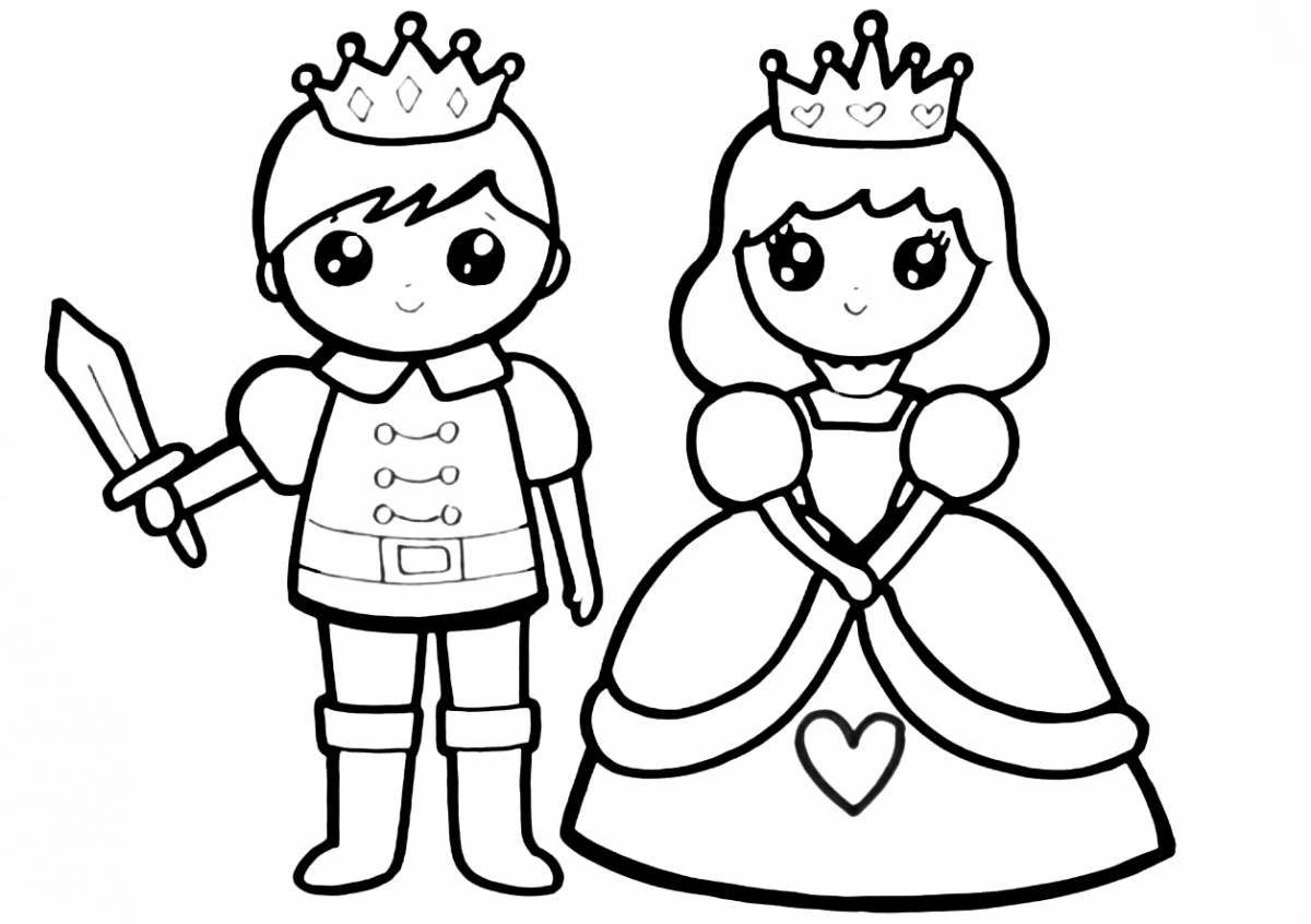Coloring book grand prince and princess
