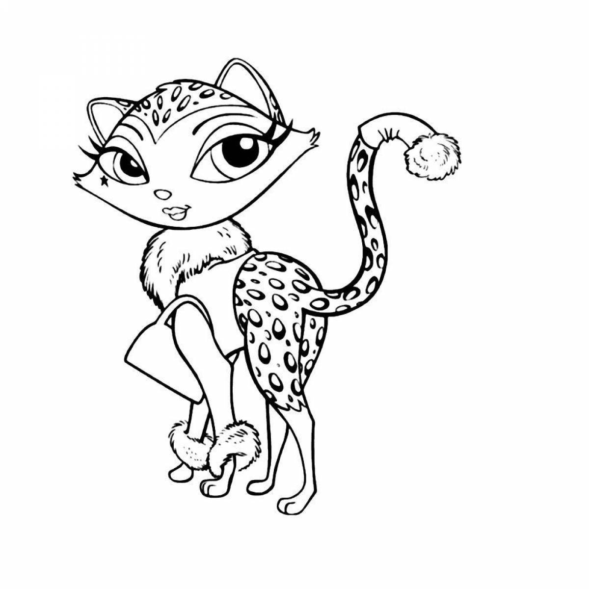 Colorful cat coloring pages for girls