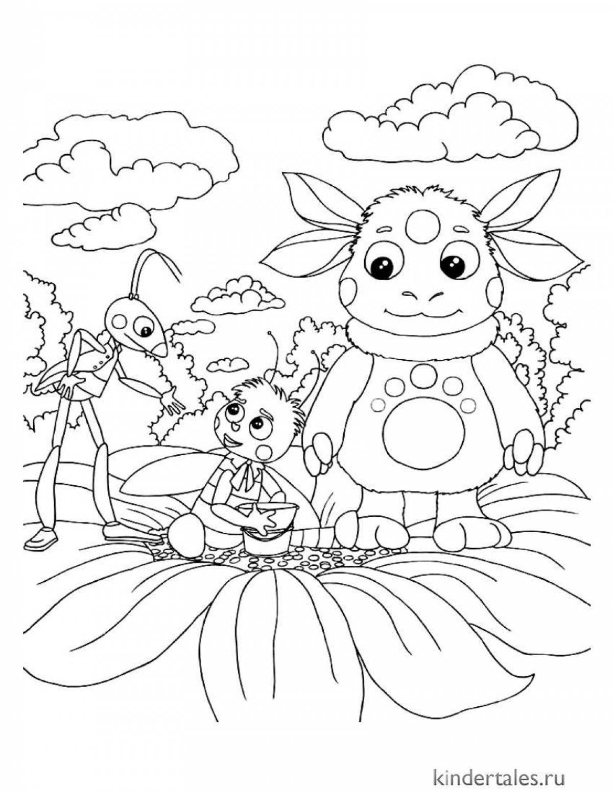 Color explosion Luntik coloring book for children 3-4 years old
