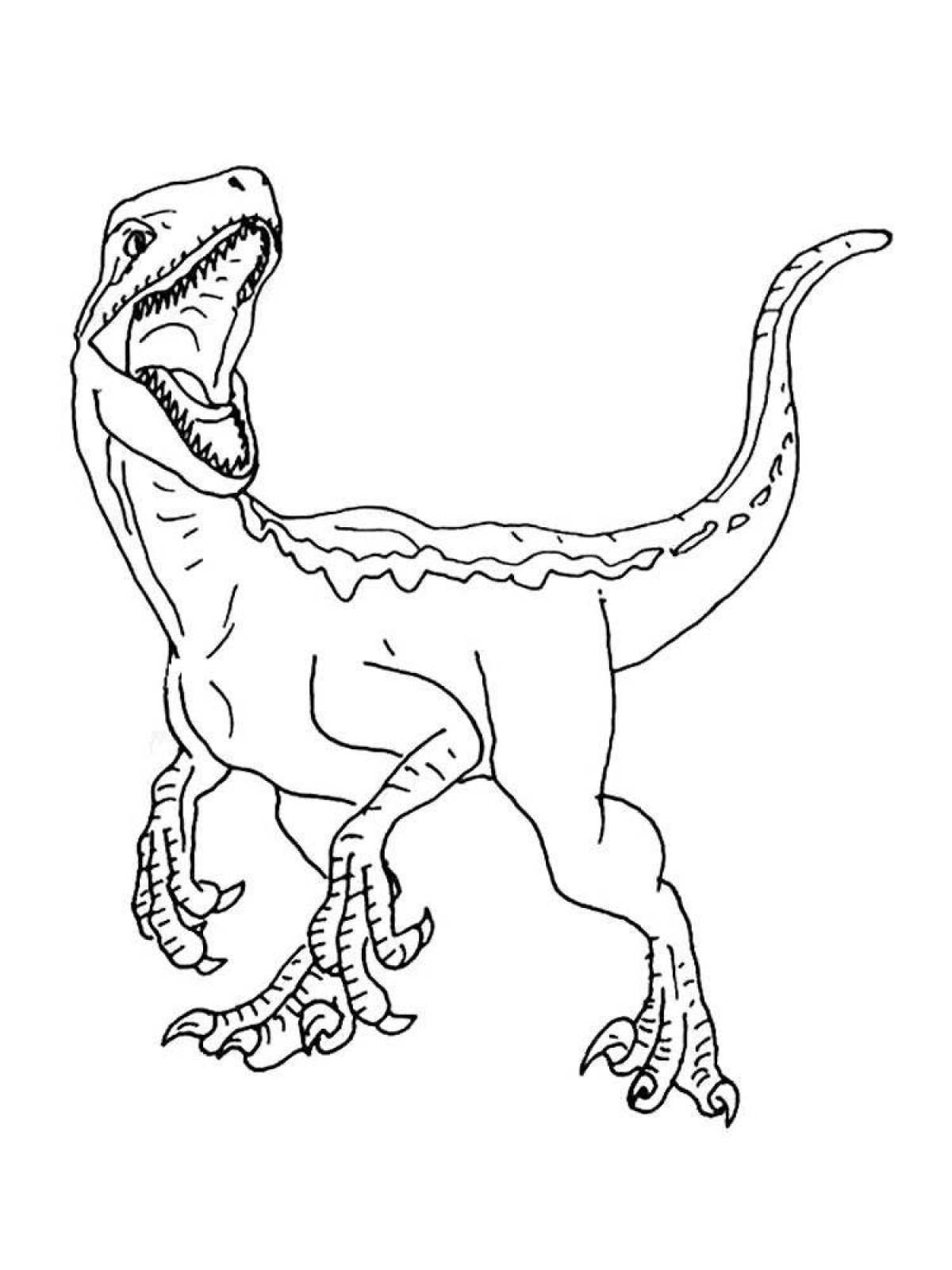 Coloring page cheerful velociraptor