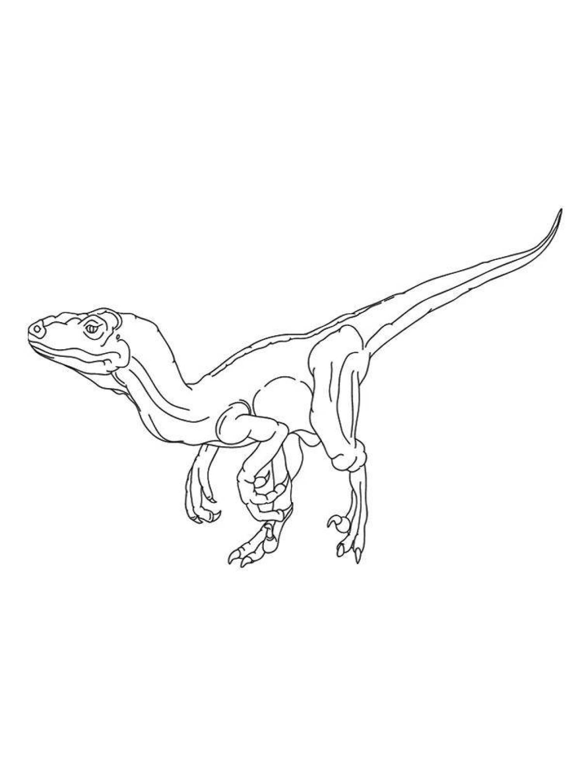 Coloring page happy velociraptor