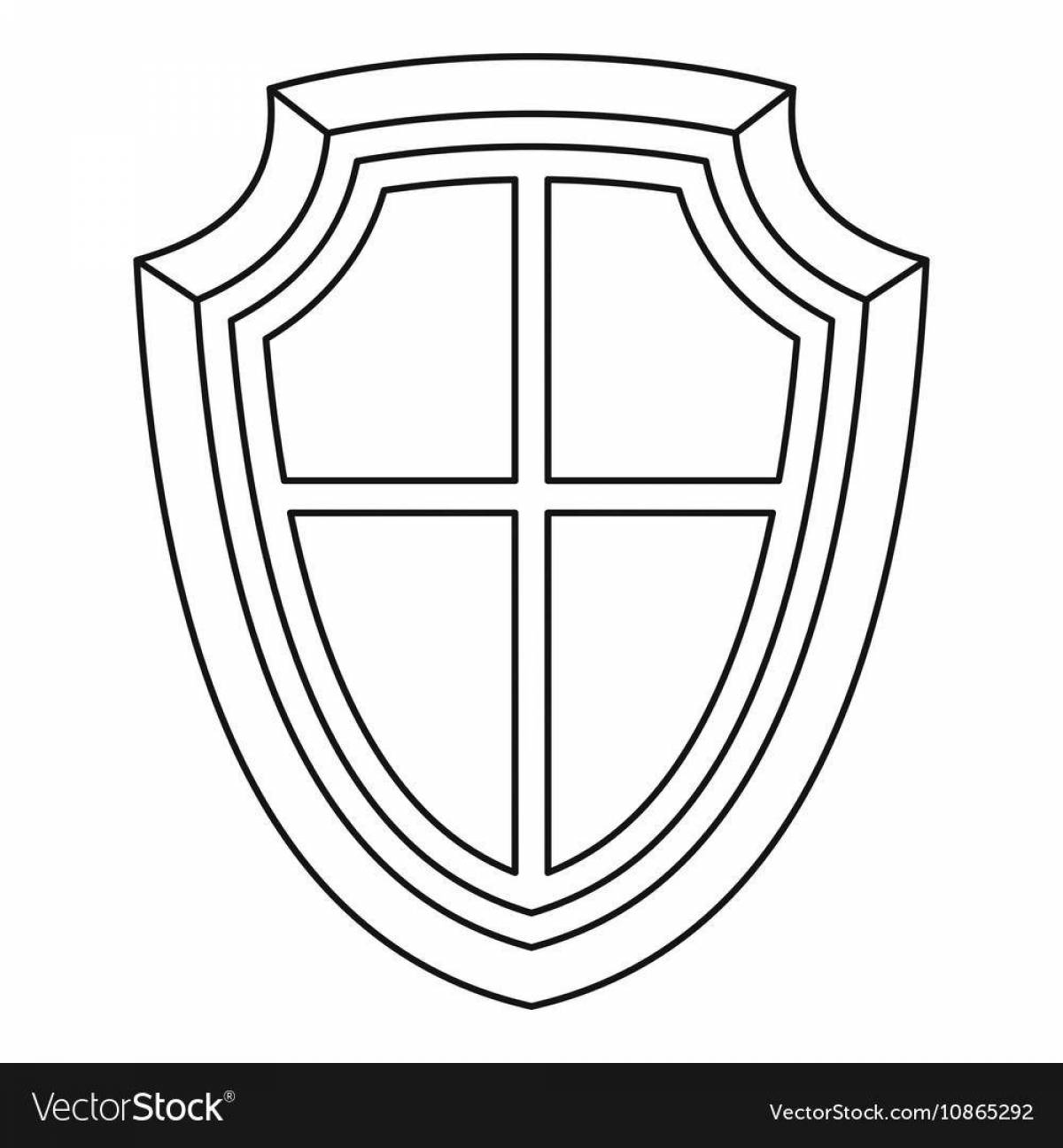 Detailed shield coloring page