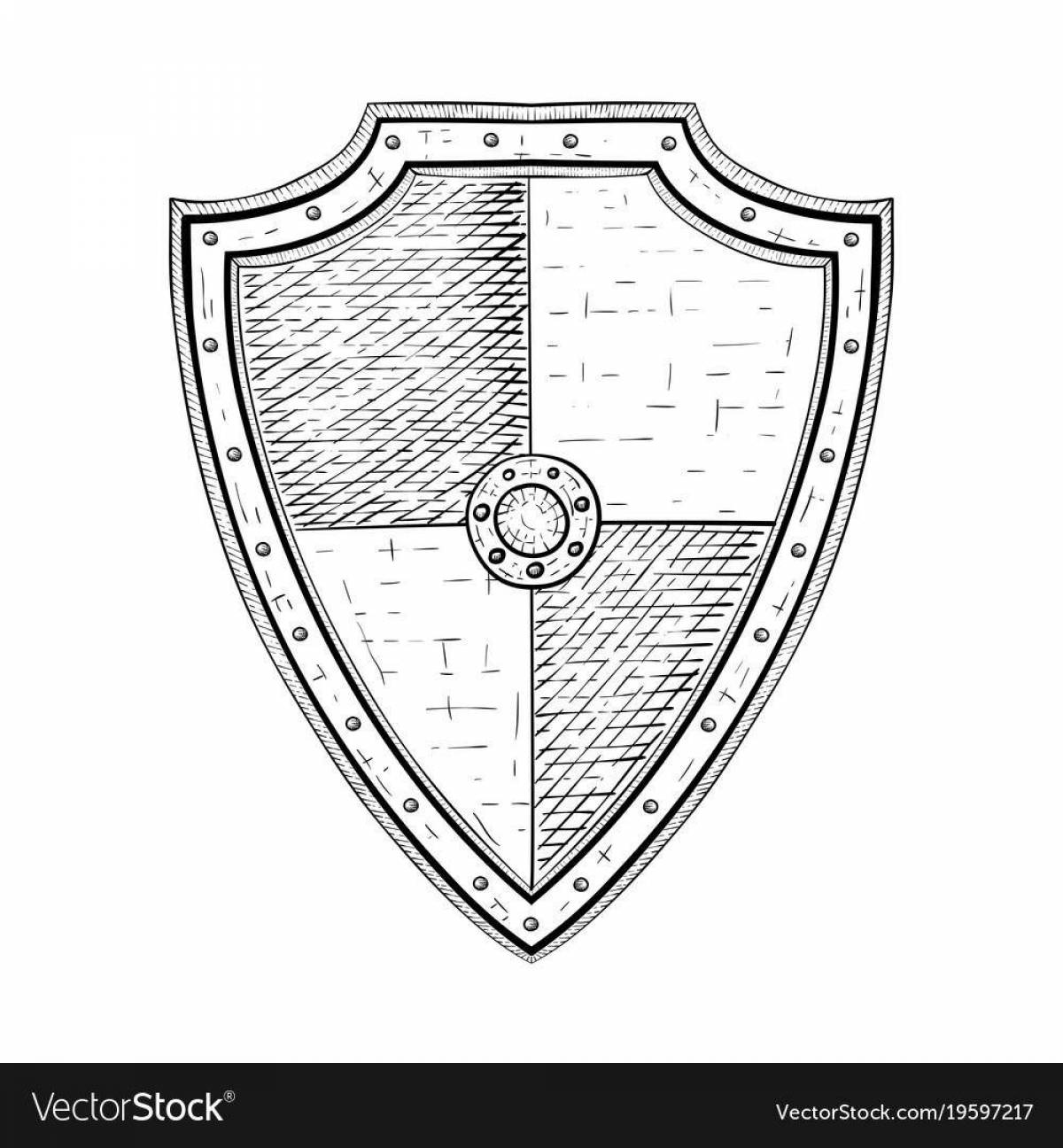 Playful shield coloring page