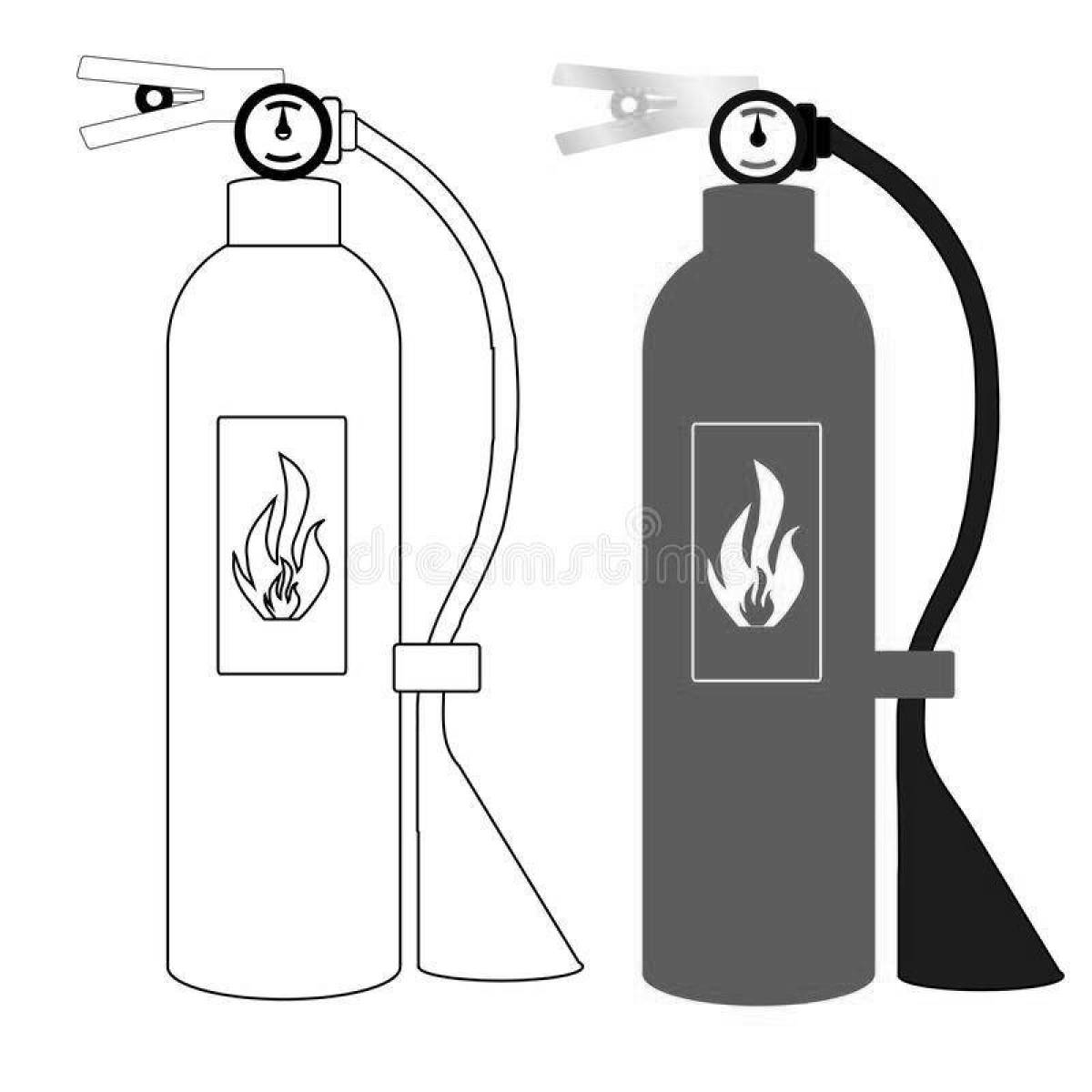 Playful fire extinguisher coloring page