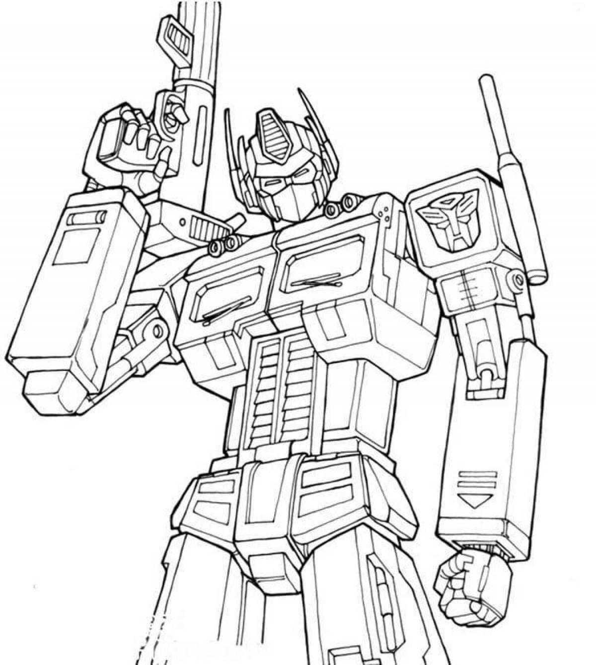 Glowing optimus coloring page