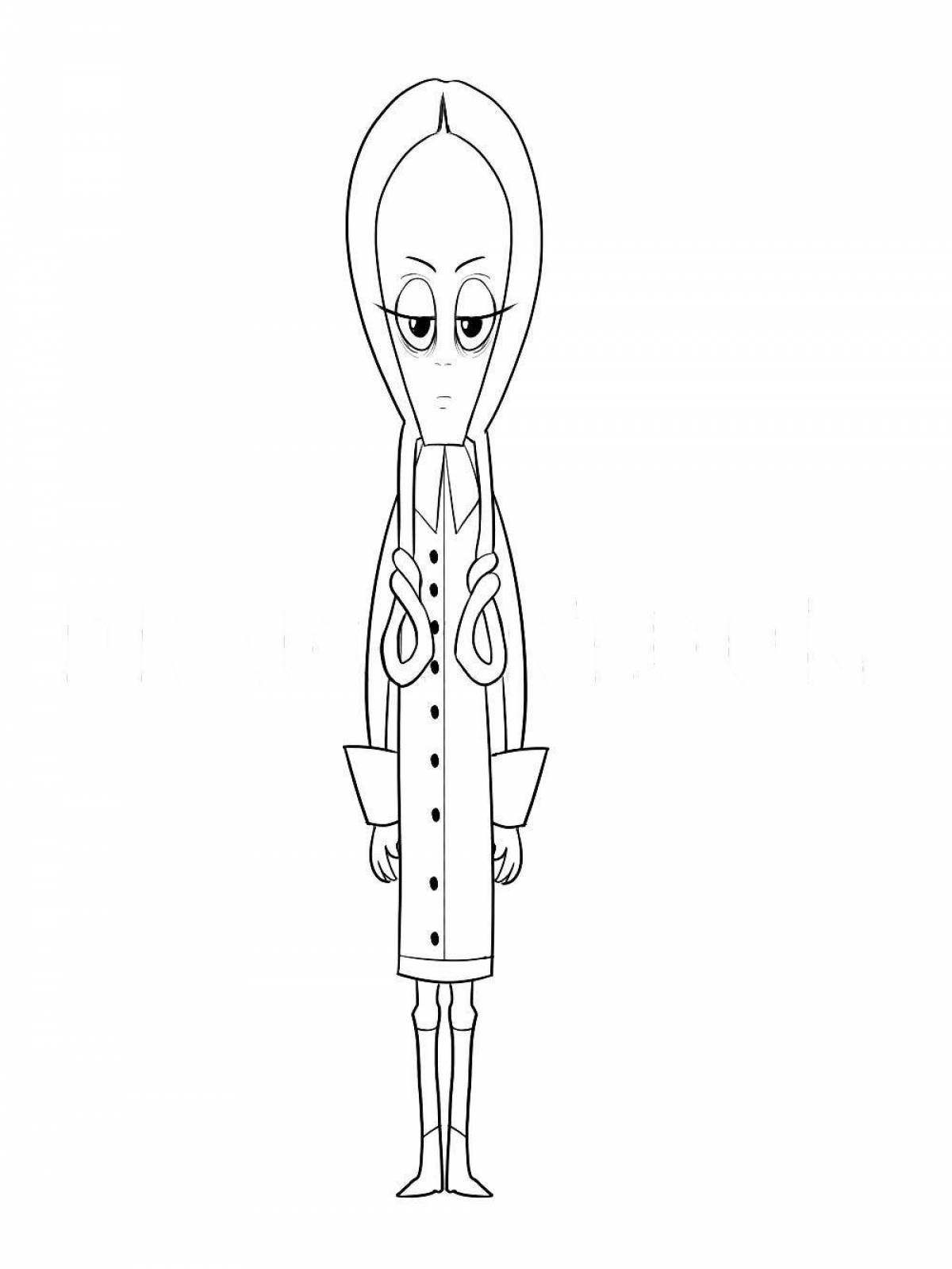 Addams fun wednesday coloring page
