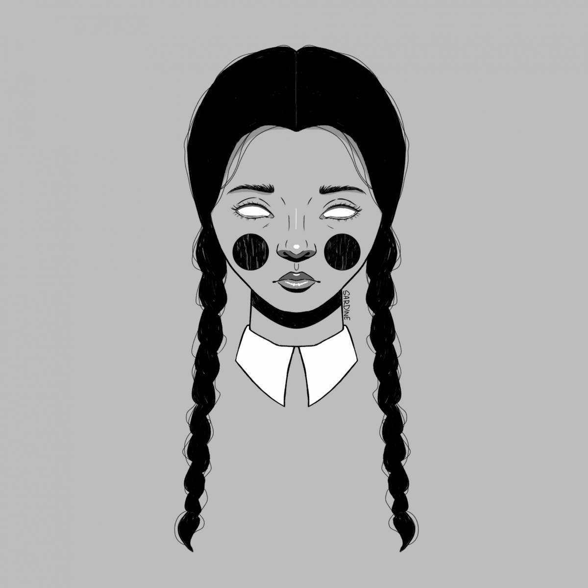 Exciting wednesday addams coloring page